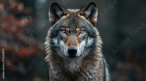 Majestic Grey Wolf Portrait with Ample Copy Space, Crafted by Generative AI