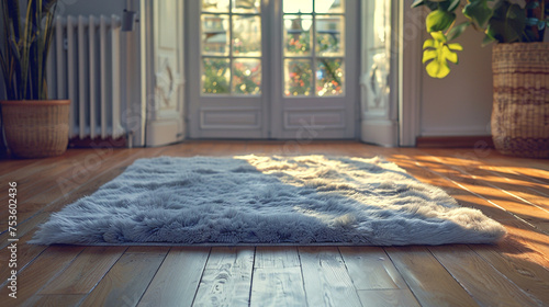 A plush area rug softening the footsteps of bare feet as they pad across the hardwood floors.