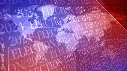 Election text with world map design for 2024 presidential election background and political inspiration