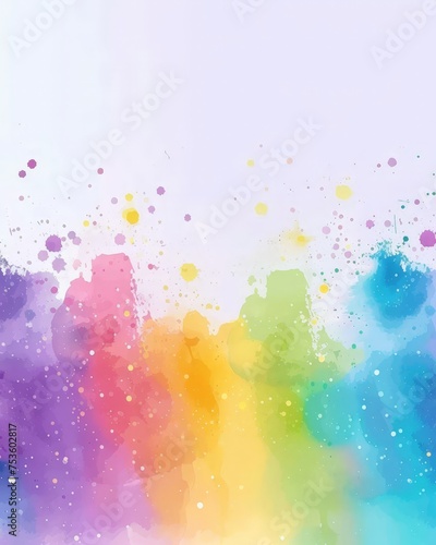 Abstract Colorful Watercolor Splash Background with Vibrant Hues and Paint Droplets