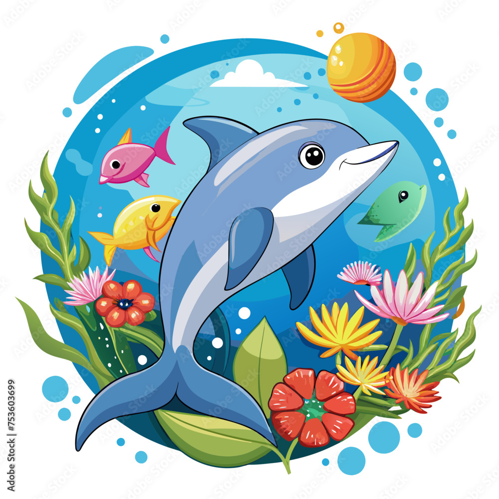 Dolphin, real fish ,white background Dolphin, real fish ,white background