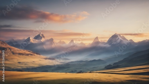 Sunrise over the mountains  scenic landscape  beautiful nature epic view