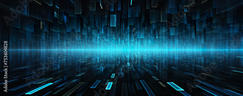 Abstract futuristic network matrix data information technology landscape background. Neon sci fi hi tech wallpaper backdrop