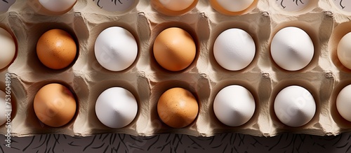Fresh Organic Eggs in a Colorful Egg Carton - Farm-fresh and Nutrient-rich Breakfast Staple