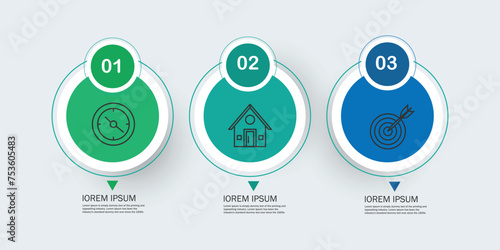 Three options circle infographic template design