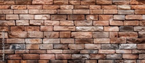 A brick wall constructed using brown-colored bricks  creating a sturdy and textured surface. The bricks are stacked neatly in rows  forming a durable barrier or background.