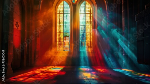 light going through a colorful church window