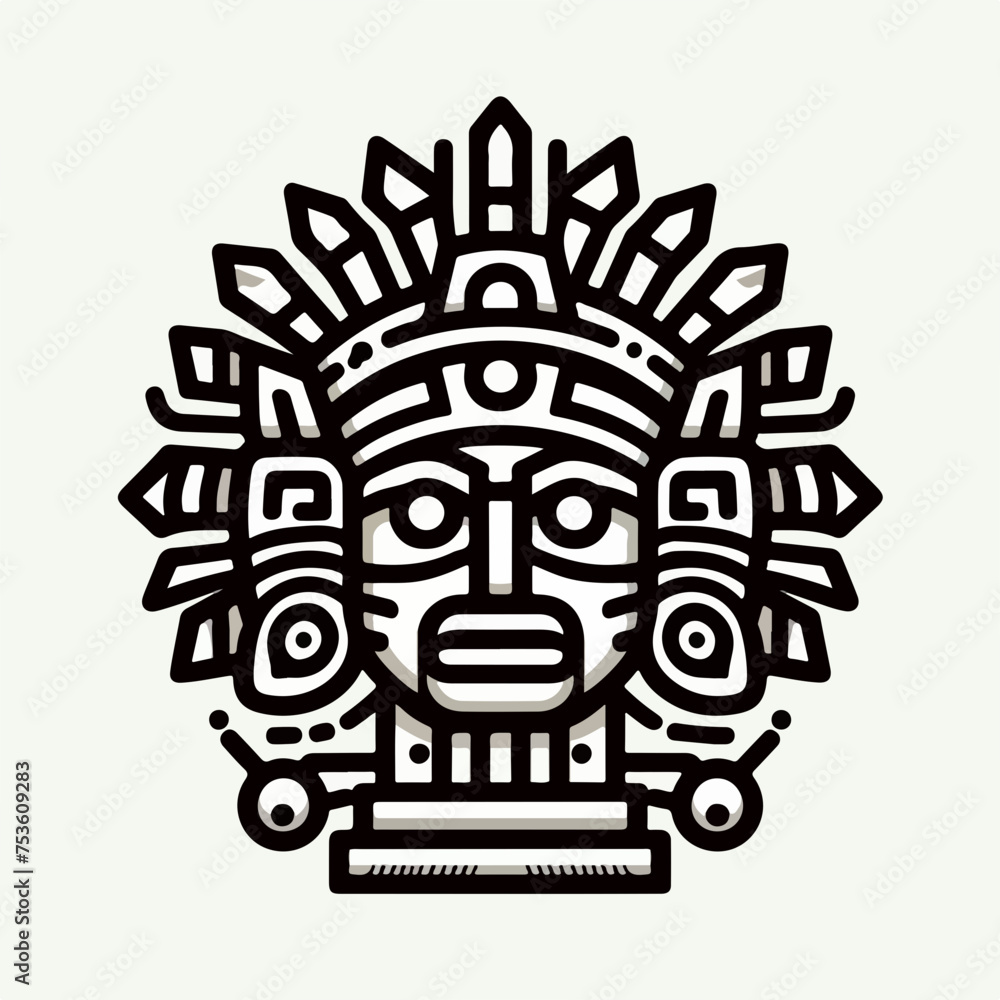 Vector of Mayan aztec god icon logo sticker tattoo.