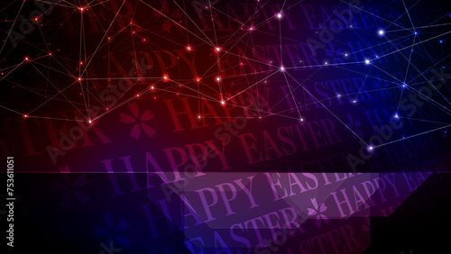 Easter background with happy easter text banner, pattern, and easter egg for festive greeting card