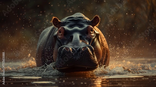 a cinematic and Dramatic portrait image for hippo © omar