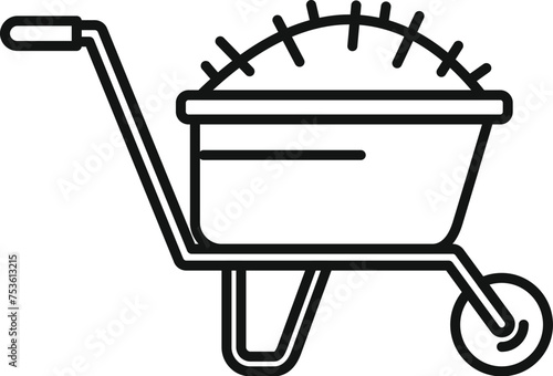 Wheelbarrow bale hay icon outline vector. Field food. Straw organic natural