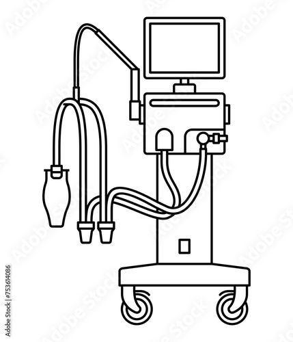 Mechanical lung ventilator in thin line
