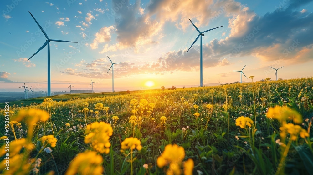 Renewable energy is harnessed by combining wind turbines and solar