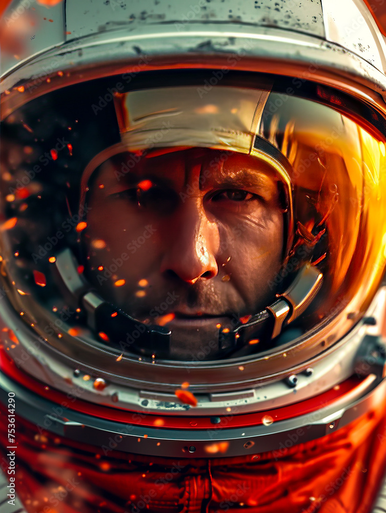 Exploring the Red Planet: Astronaut's Close-Up Helmet Portrait on Mars, Space Travel Concept Artwork created with Generative AI technology Exploring the Red Planet: Astronaut's Close-Up Helmet Portrait on Mars, Space Travel Concept Artwork created with Generative AI technology