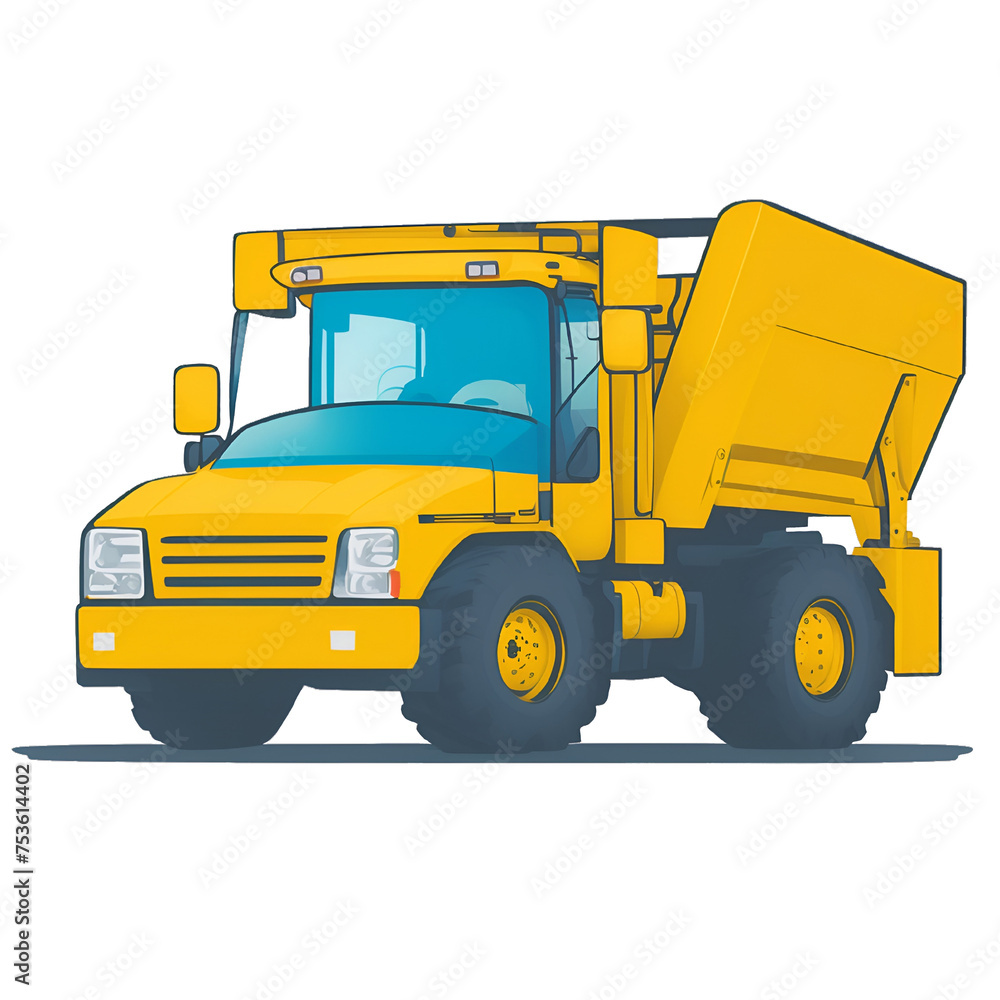 Truck clipart on transparent background png ,yellow truck isolated on white, vehicle clipart