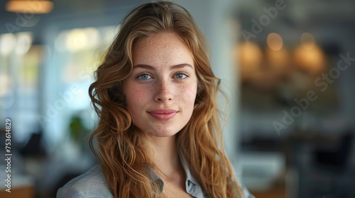 beautiful young businesswoman in her office