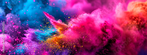 Vibrant Holi Festival Colors Explosion with Greetings.