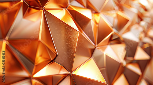 Stunning Ultra HD Copper Triangle Back Wall in Cinema Quality 3D Rendering, crafted with Generative AI technology