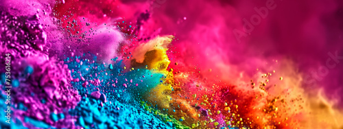 Vibrant Holi Festival Colors Explosion with Greetings.