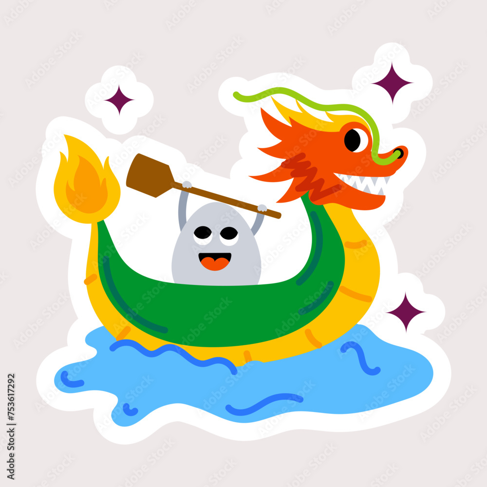 Fototapeta premium Trendy flat sticker depicting dragon boat race 