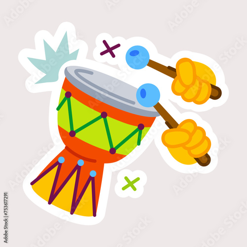 Download this flat sticker of djembe drum 