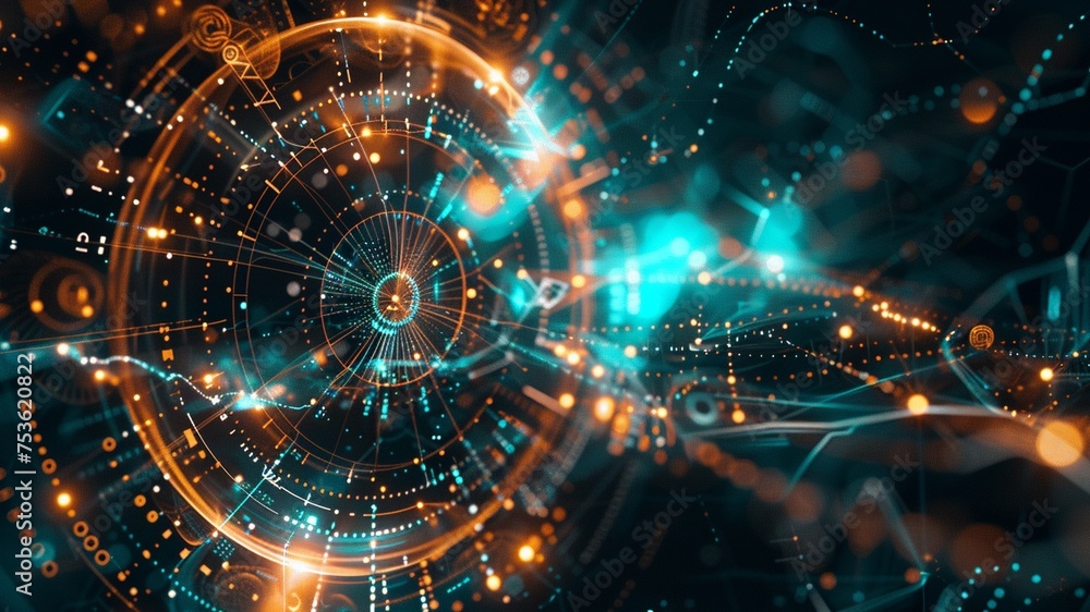 Obraz premium Surrealistic abstract quantum diagram background 