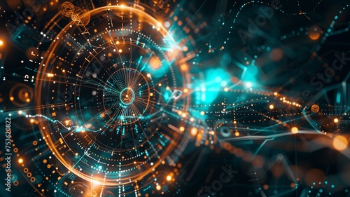 Surrealistic abstract quantum diagram background 