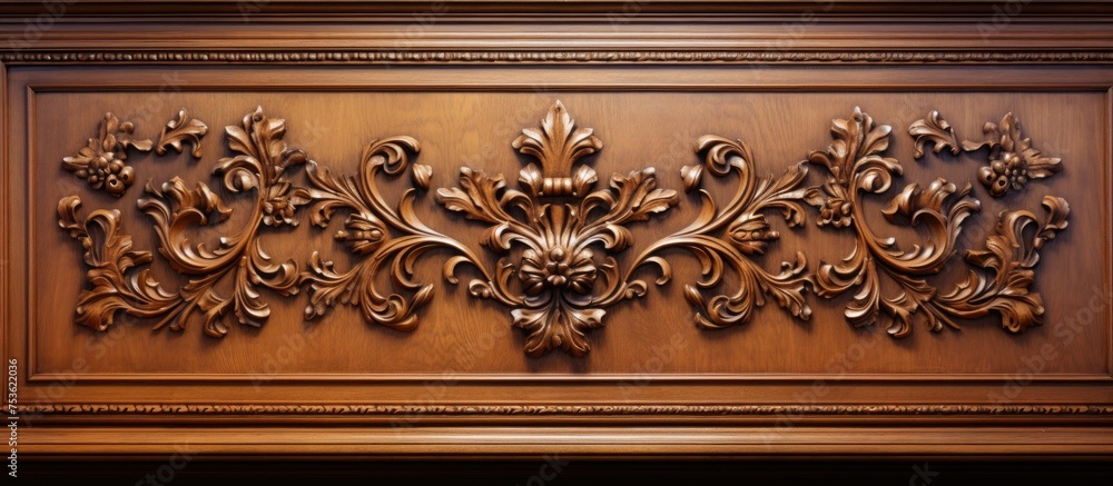 Ornamental floral designs on a wooden ceiling