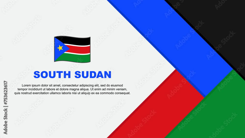 South Sudan Flag Abstract Background Design Template. South Sudan Independence Day Banner Cartoon Vector Illustration. South Sudan Cartoon