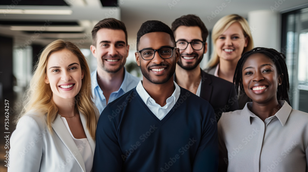 Diverse group of employees project team standing together in modern business building - group selfi portrait of cheerful and joyful young and senior employees colleagues Diverse group of employees project team standing together in modern business building - group selfi portrait of cheerful and joyful young and senior employees colleagues