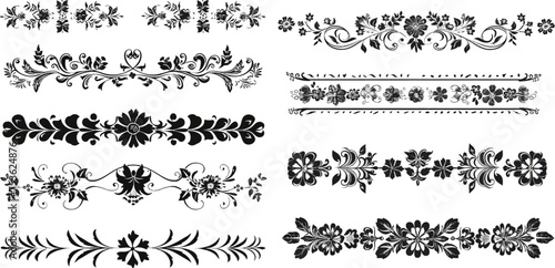 Flourishes and laurel vector design dividers set for decoration photo