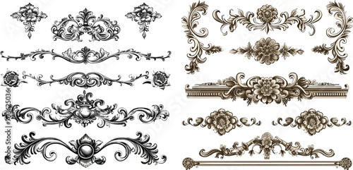 illustration of set of vintage design elements for page border