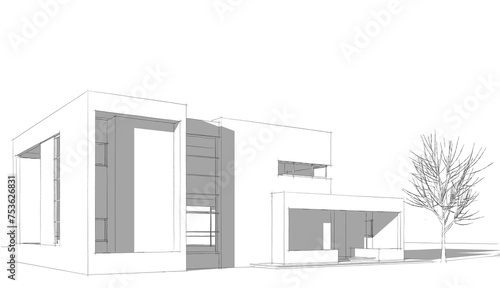  architectural drawing 3d illustration