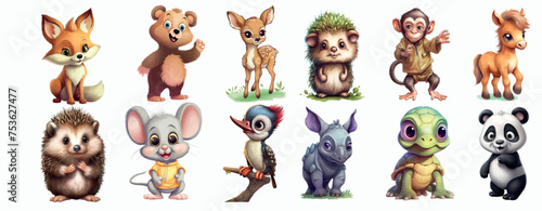 Adorable Collection of Cartoon Baby Animals, Perfect for Children’s Book Illustrations and Educational Content