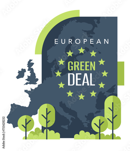 European Green Deal - badge with Europe contour