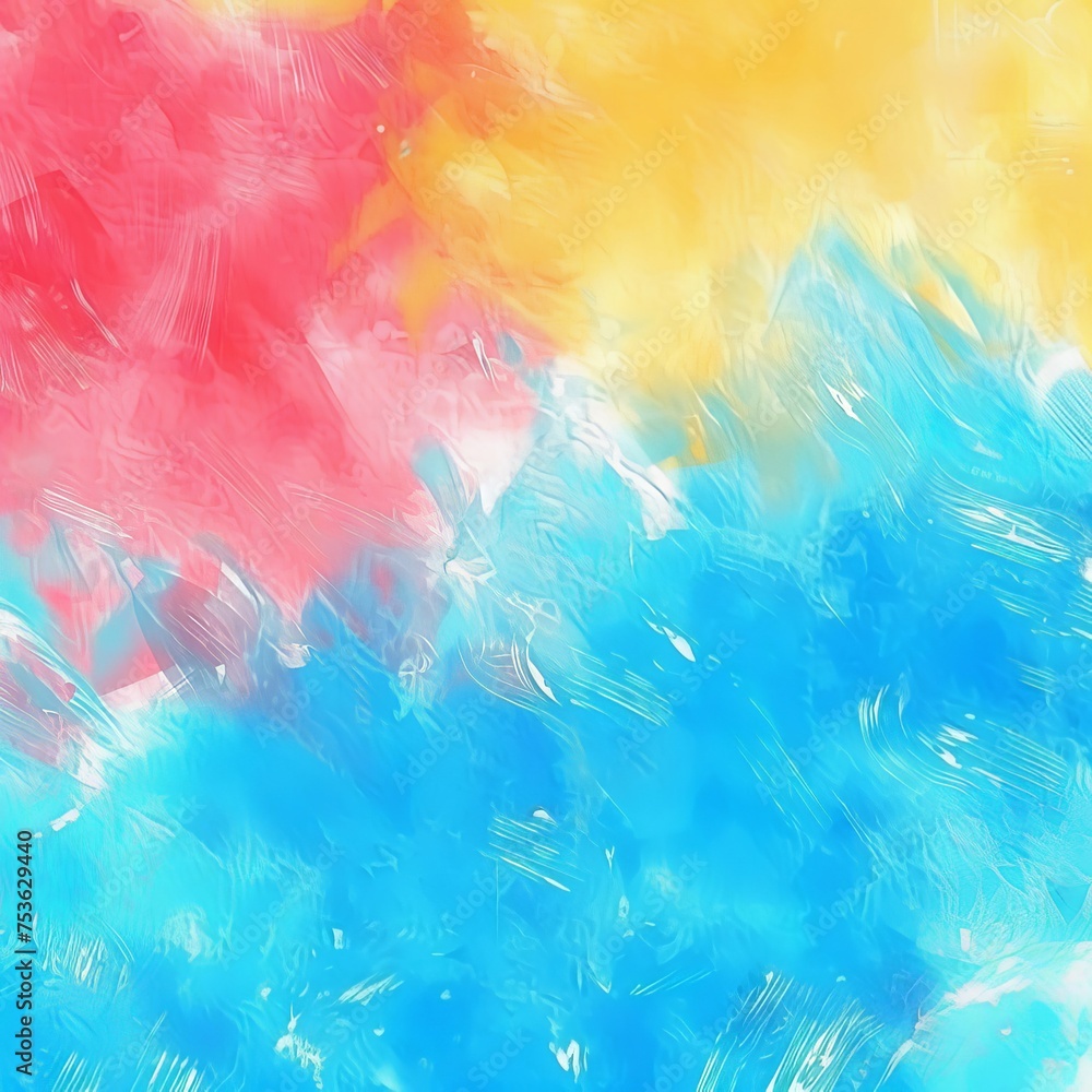 Vibrant Abstract Watercolor Painting with Swirls of Pink, Blue, and Yellow