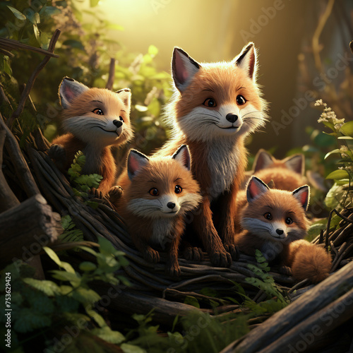 Foxes in a forest setting illustrate detox with playful curiosity establishing shot
