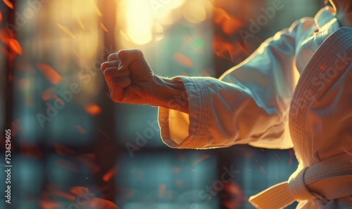 karate woman on the clean background