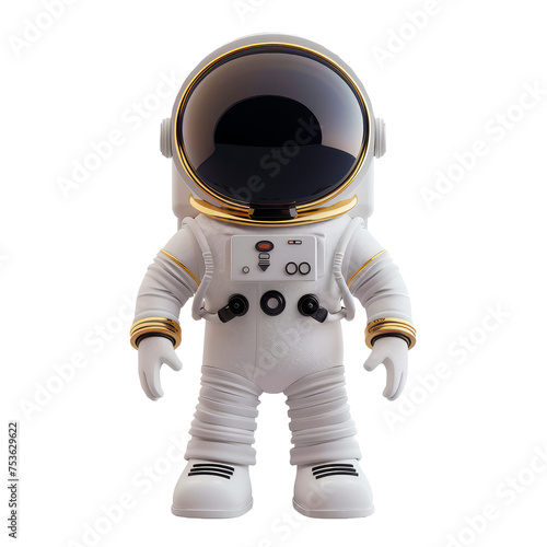 Cute cartoon astronaut in space suit and helmet isolated on white background, clipart. Png with transparent background, cutout. Cosmonaut character. 