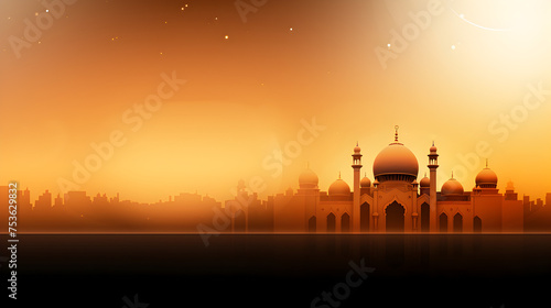 3D Mosque illustartion,Ramadan Kareem Background
