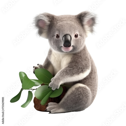 cute koala looking isolated on white.
