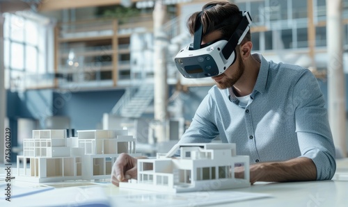 professional using VR glasses for architectural design