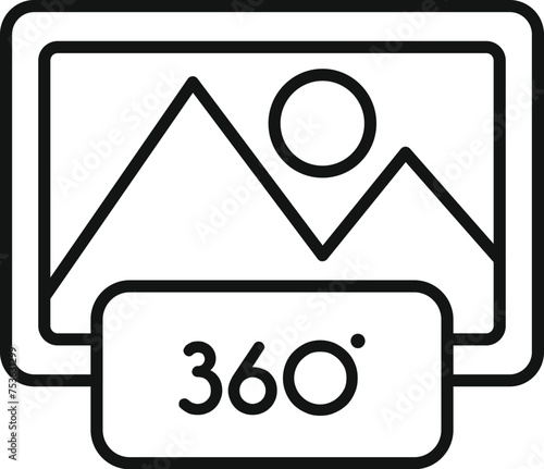 Tablet online tour icon outline vector. Vr app headset. Revolve view walk real