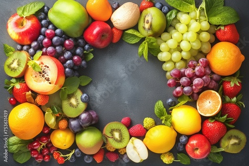 Fruitful abundance Assorted fresh fruits and berries in colorful harmony © Jawed Gfx