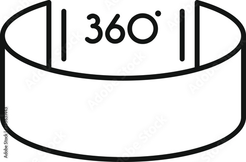 360 degree tour icon outline vector. Video arrow app. Camera wide cloud