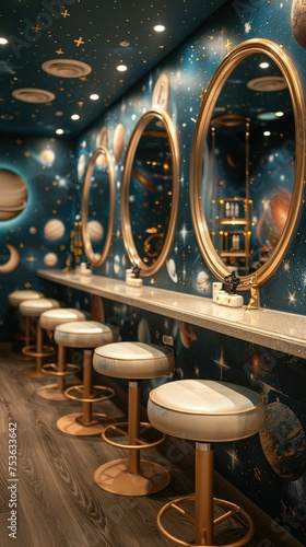 beauty salon  design salon with space theme from the future