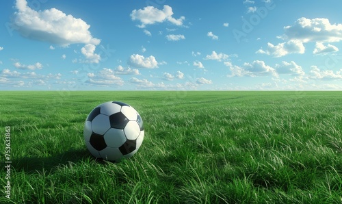 soccer ball on a lush green field, ready for a game © Andrus Ciprian