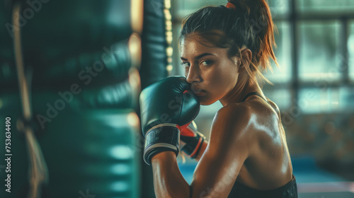 Female Boxer Perfecting Her Punches on a Bag  © Creative Valley