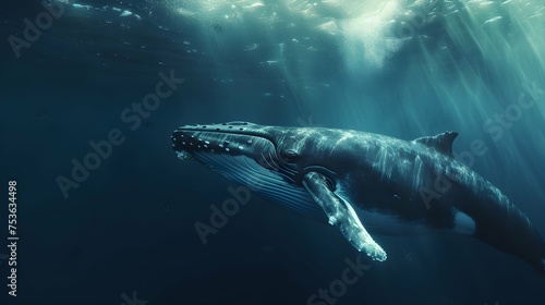 a cinematic and Dramatic portrait image for whale