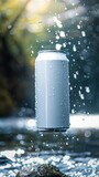 white plain soft-drink can 500ml vertical large can hovering in the air hovering in an natural  environment
